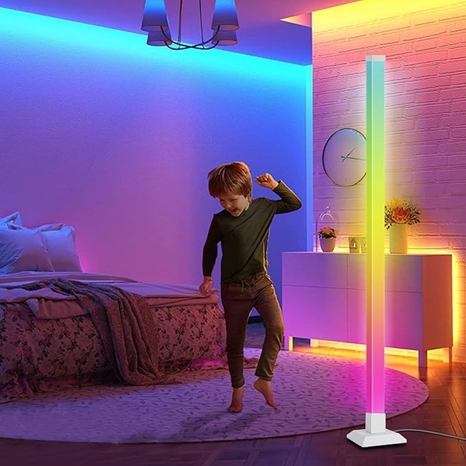SUPERNIGHT ICRGB Floor Lamp Dimmable, Led Lights 16 Million Colors for Bedroom with Remote, DIY Corner Lights for Gaming Room with Music Sync, Mood Lighting for Living Room