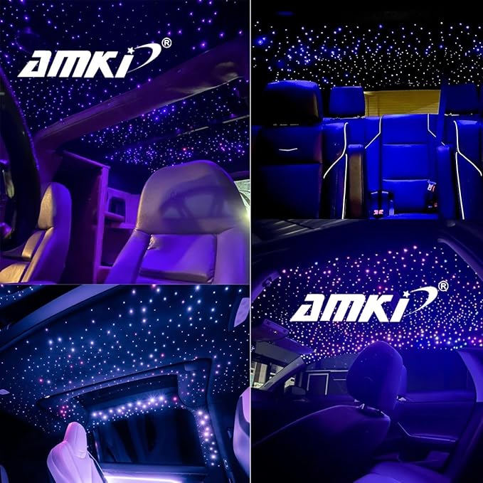 AMKI 16W Fiber Optic Lights Mixed 310pcs 9.8ft Starlight Headliner Light Kit APP/Remote Control Sound Activated Mode for Car&Home Decoration,0.75mm+1mm+1.5mm Optical Fiber Cable Strands