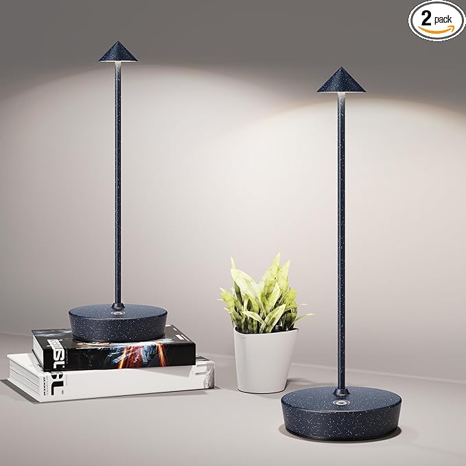 Cordless Table Lamps Rechargeable, 6000mAh Battery Operated LED Desk Lamp Outdoor Waterproof Portable Touch Dimmable Table Light for Patio Restaurant Dining Home Set of 2 Starlight