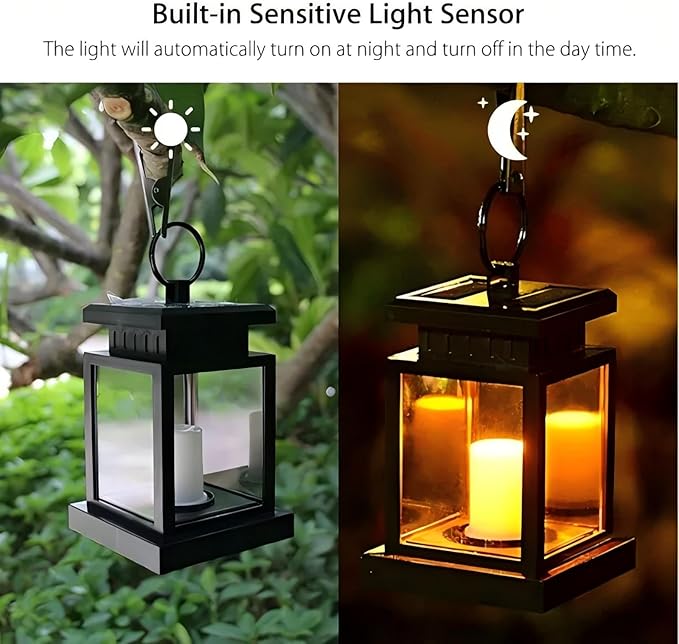 Solar Outdoor Lantern LED Portable Rechargeable Table Lamp 3000K Warm Light Nightstand Lamp Waterproof Cordless USB Solar 2in1 Hand Light for Patio, Black