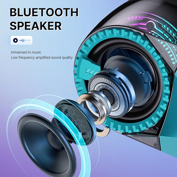 Magnetic Bluetooth Speaker with Wireless Earbuds, Portable Mini Speaker with RGB Lights, Bluetooth 5.4, Magnetic Mount, Pocket Size for Outdoor Sports (Pink)