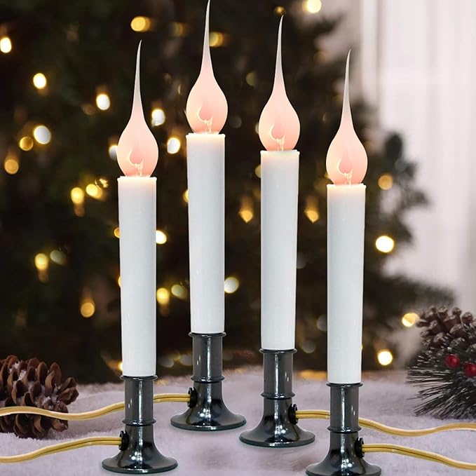 Flicker Flame Light Bulbs, Orange Silicone Dipped Candle Light Bulbs, Country Style Replacement Bulbs for E12 Candelabra Base Night Lights, Electric Window Candles, Chandelier - 12 Pack