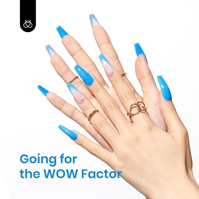 Beetles Blue Gel Polish, 15ML Bright Blue Gel Nail Polish, Soak Off Spring Nails Art Manicure Salon Home DIY Design Uv Nails Lamp Needed Gift for Women
