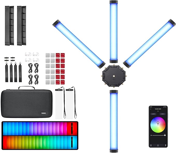 Godox TL30 RGB Tube Light LED Light 8W 2700K-6500K Built-in Lithium Battery Smartphone APP Control (Godox TL30-K4)