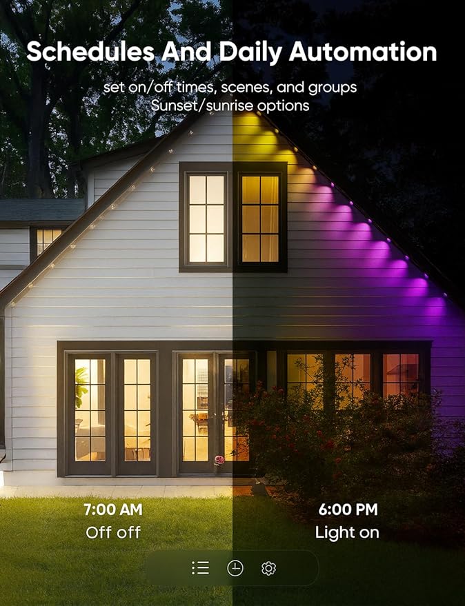 Smart Permanent Outdoor Lights, RGB with IC + White(6000K), Under-Eave Lighting, 100ft/72 LEDs/IP67 Light / IP65 Controller, 111+ Scenes, Music Sync, Alexa/Google, Wi-Fi/Voice/Remote Control