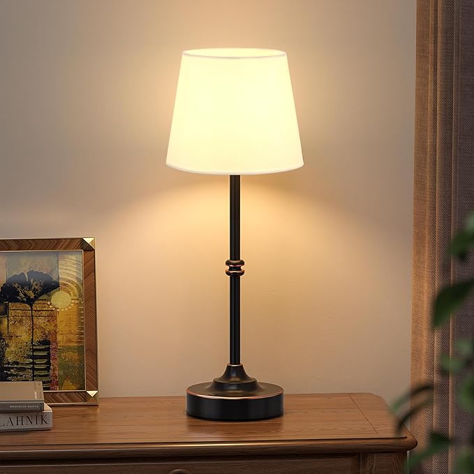 Kakanuo Rechargeable Cordless Table Lamp Bronze - 1 Pack 4000mAh Battery Operated Lamp, Touch Control Stepless Dimming, for Home Decor, Dining Table, Living Room, Bedroom