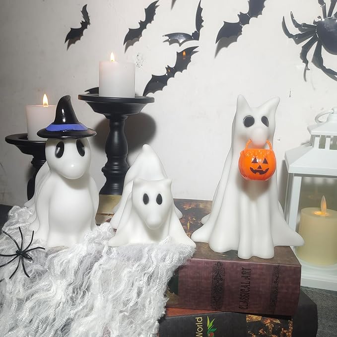 Halloween Decorations Indoor,Ghost Decor, Light Up Ghost kit Set of 3 Ghost Dogs with LED Lights - Halloween Home Decor - Gifts for Dog Lovers - Office Desk Autumn Decor -Ghost Pet Night Light