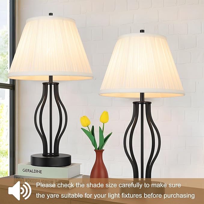 Small Lamp Shade, White Pleated Bell Shade for Table Lamps, 6" Top x 10" Bottom x 7" High, Small White Lamp Shades for Floor Lamps, Pendant Lamps (Spider Fitter), Fabric Lampshade Replacement
