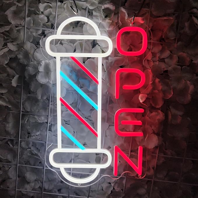 Barber Shop Neon Signs for Wall Decor Open Neon Lights for Bedroom Led Signs Suitable for Barber Shops Hair Salon Art Unique for Hairdresser,40 * 23.7cm