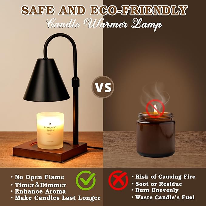 Modern Candle Warmer Lamp 2 Pack, Dimmable Candle Lamp Warmer with Timer, Birthday Gifts for Women Who Have Everything,Gifts for Mom,Height Adjustable Candle Lamp, Cozy Living Room Bedroom Decor