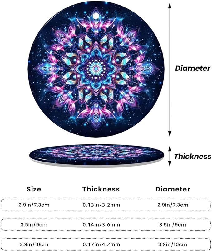 Glowing Mandala Bohemian Christmas Ornaments, Christmas Decorations Xmas Tree Hanging Ornaments, Round Ceramic Festive Keepsake Gift for Xmas Decorations Holiday Home Decor