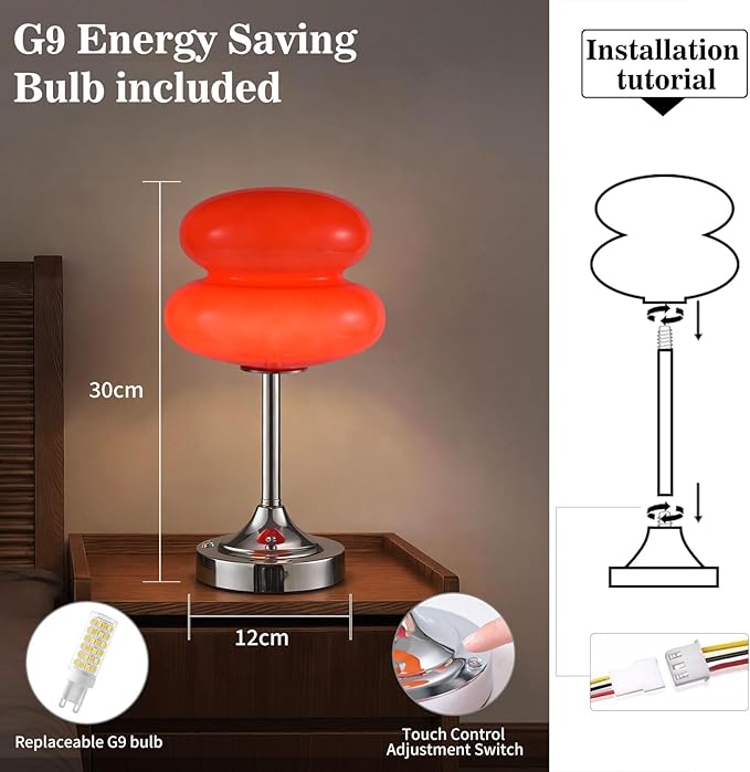 Cordless Mushroom Lamp Table Lamp for Bedroom, Battery Operate Mini Modern Mid Century Lamps,Unique Aesthetic Home Living Room Decor