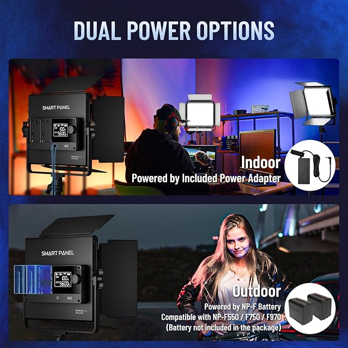 Mettlelite 2 Pack SPL210B Bi Color LED Video Light Kit with APP Control, 3200K-5600K, CRI TLCI 96+, Dimmable Photography Studio lighting with Barndoor,Diffuser, Light Stand and Carrying Case for Video