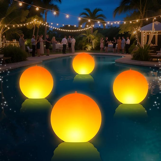 Floating Pool Lights,14" Flame Solar Pool Lights,Floating Glow Globe IP68 Waterproof, Solar Powered Swimming Pool Accessories, Large Floating Light Up Balls for Pool Pond Outdoor Decor-4PCS