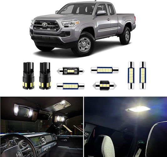 EASY EAGLE 10Pcs Tacoma LED Interior Lights: 6000K Super Bright Map Dome LED Bulbs - for Toyota Tacoma 2005 2006 2007 2008 2009 2010 2011 2012 2013 2014 2015 2016-2021 All Models+ Install Tool