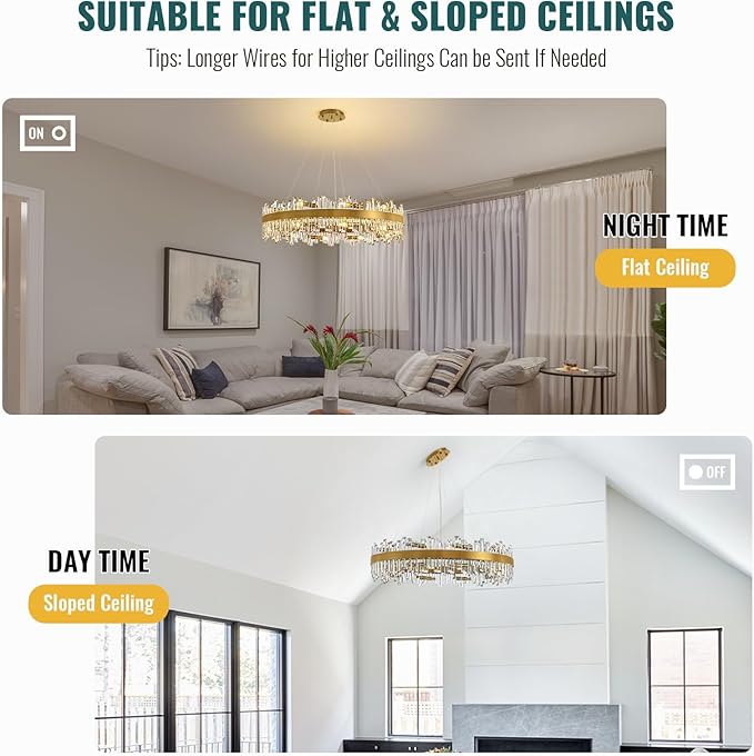 Siljoy 20-Light Modern Crystal Chandeliers, Large Brushed Gold 2-Tiers Raindrop K9 Crystal Ceiling Light, 3 Way Dimmable Pendant Lighting Fixture for Dining Living Room Kitchen Island Bedroom D39.4''