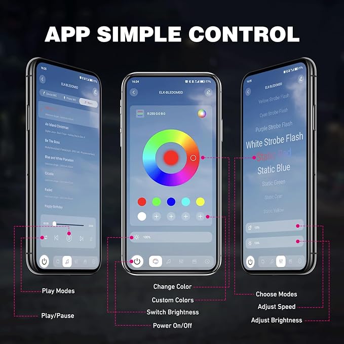 Nilight RGB LED Rock Lights Kit 10 PCS 18LED Wide Angle Wheel Well Light with Remote & Bluetooth App Dual Control Multi Modes Underglow Multicolor Neon Pod for ATV UTV SUV Offroad Truck RZR Boat