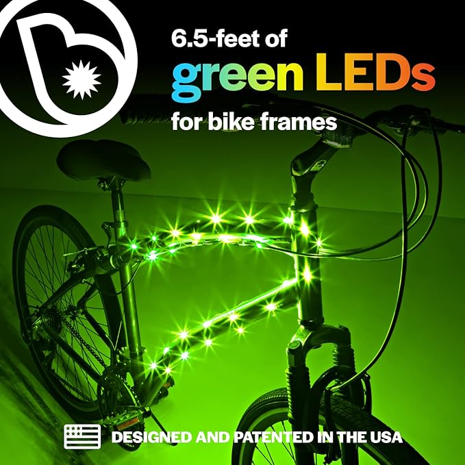 Brightz CosmicBrightz LED Bike Frame Rope Light - 6.5-Foot String Rope - Battery-Powered with On/Off Switch - Ultra Bright Color Keeps Your Ride Fun and Safe for Kids, Teens, & Adults
