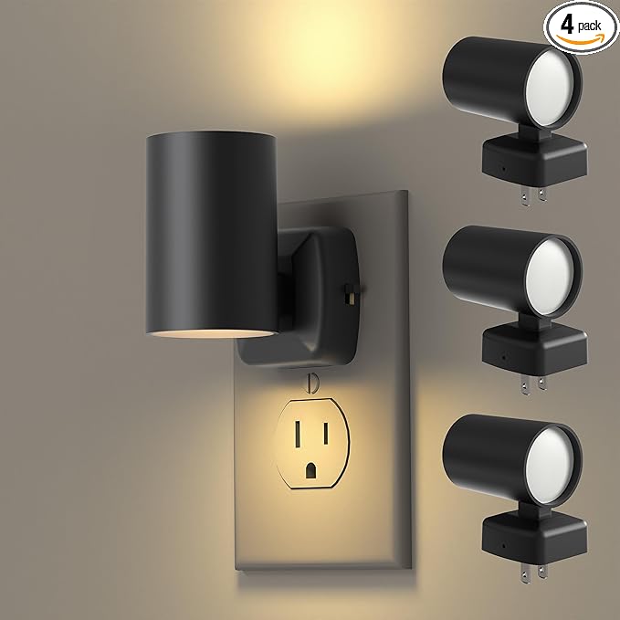 Led Night Light Plug in,Night Lights Plug into Wall Dusk to Dawn Sensor,20lm/40lm Adjustable Brightness,2700k Soft White,Dimmable Night Light for Hallway Bedroom Bathroom 4 Pack ETL-Certified