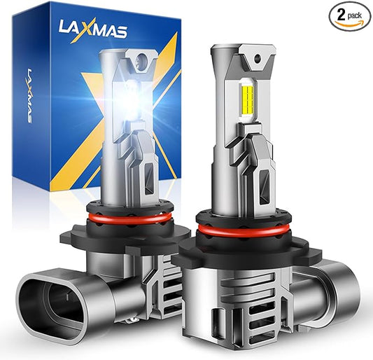 Laxmas 9006/HB4 Bulbs, 32000LM Brightness 6500K Cool White 9006 Fog Light, wireless 9006 Fog Lights with 15000RPM Cooling Fan, IP67 Waterproof, Plug-N-Play,Pack of 2