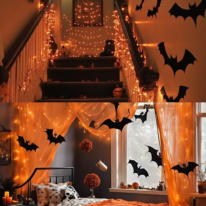 Orange Halloween String Lights Outdoor, Thanksgiving Mini Lights, 32.5FT 100 LED Waterproof Christmas Lights with 16 Lighting Modes for Garden Party Christmas Xmas Tree Lights Autumn Fall Decor