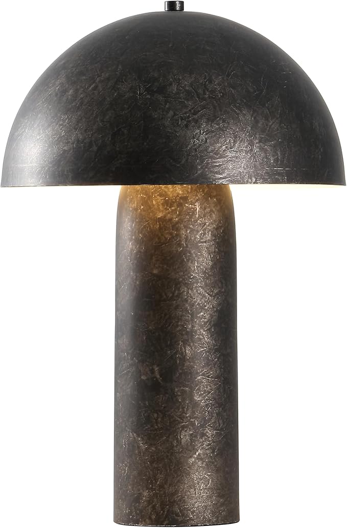 SAFAVIEH Lighting Collection Industrial Kenny Antique Black 21-inch Mushroom Table Lamp for Bedroom, Living Room, Home Office, Desk, Nightstand (LED Bulb Included)