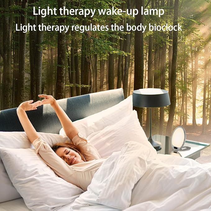 Light Therapy Lamp Sunrise Alarm Clock Wake up 10000 lux UV-Free Sun lamp Bioclock Adjustment APP Control Portable Built-in Lithium Battery