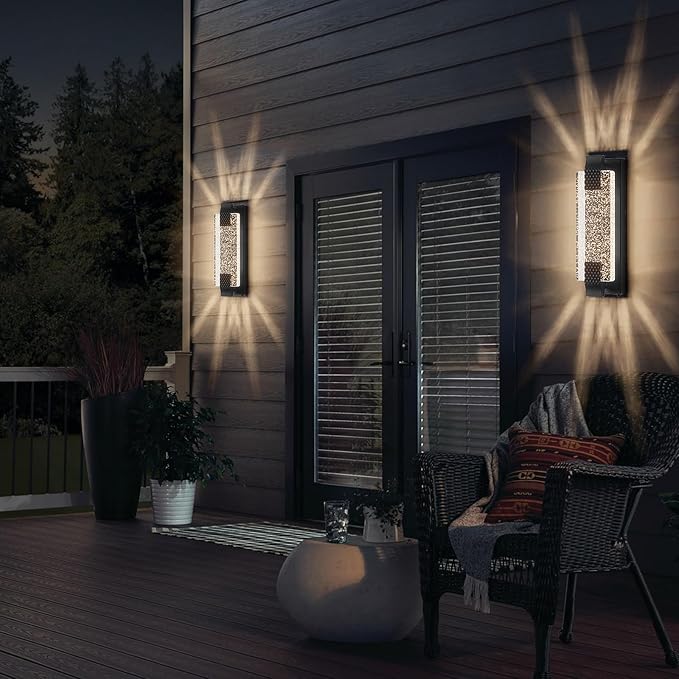 camuucci Dusk to Dawn Outdoor Light,15.7 Inches LED Porch Lights Outdoor Waterproof Modern Outside Sconce Wall Mount for Doorway Hallway Porch Patio Yard Doorway Black