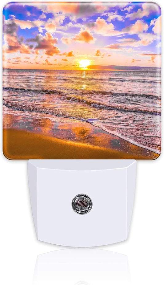 Sunset at Sea Night Light for Kids, Beach and Ocean Waves Night Light Plug in with Dusk to Dawn Sensor, 0.5w Energy Saving Sleep Friendly Nightlight for Hallway Stairway Kitchen Bedroom