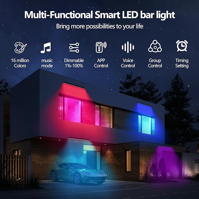 90W Smart Wall Washer Light, 20 Inch Bluetooth Multi-mountLED Linear Pendant Light Versatility Hanging Fixtures, RGBCW Dimmable Chandelier for Wall Washing, Adjustable Heigh