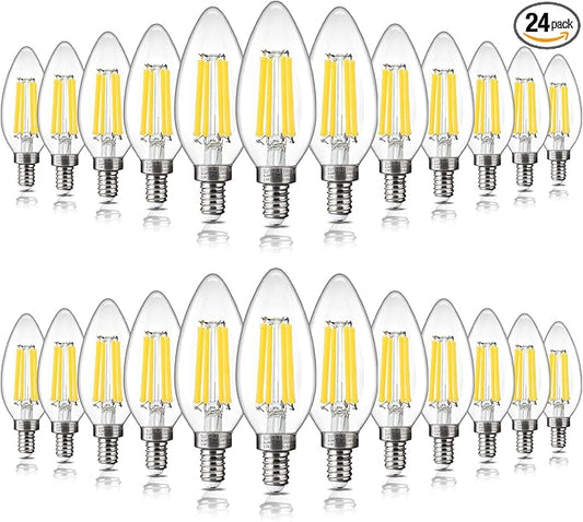 ALAMPEVER E12 LED Bulb 100 Watt Equivalent, 800LM Super Bright Dimmable LED Light Bulb, B11 5000K Daylight White Candelabra Bulb, 5.5W, 24 Pack
