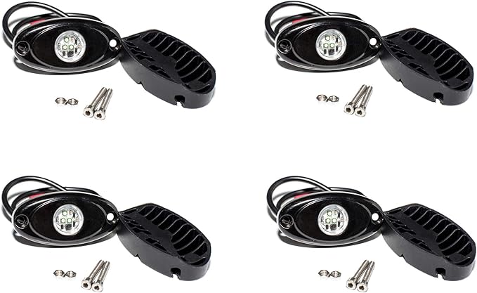 YONEDA 4 Pods Red Rock Lights 6000K Ultra Bright LED Neon Underglow Light IP68 Waterproof for Trucks SUV UTV ATV RZR Car Boats Pickup Motorcycle