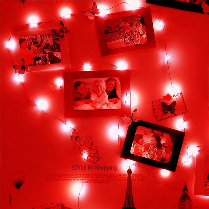 Valentines Day Decoration Red Fairy Lights Battery Operated, 7Ft 20 LED String Lights Lights, Diwali Halloween Lights for Indoor Outdoor Home Holiday Wedding Decorations-2Pack