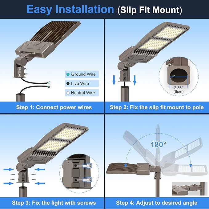 KUKUPPO 2Pack 400W LED Parking Lot Light 60,000LM, Power Adjustable DLC UL Listed LED Shoebox Parking Pole Light 5000K IP65 Waterproof Outdoor Commercial Area Lighting with Slip Fitter 100-277V