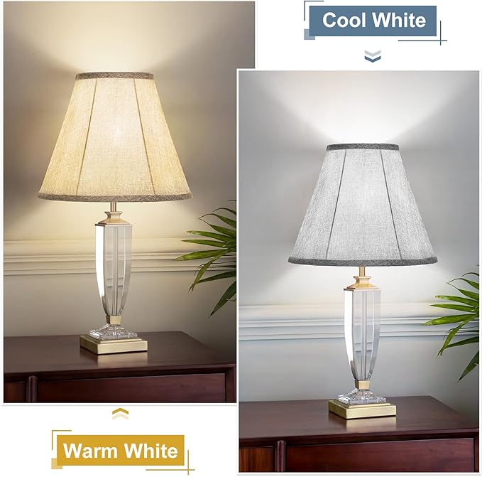 Bell Lamp Shades Set of 2, Gray Fabric Lampshades 6"Top x 13"Bottom x 10"High Medium Shade Replacement, Natural Linen Hand Crafted(Spider Fitter), Harp Holders Included, Easy Assembly Required