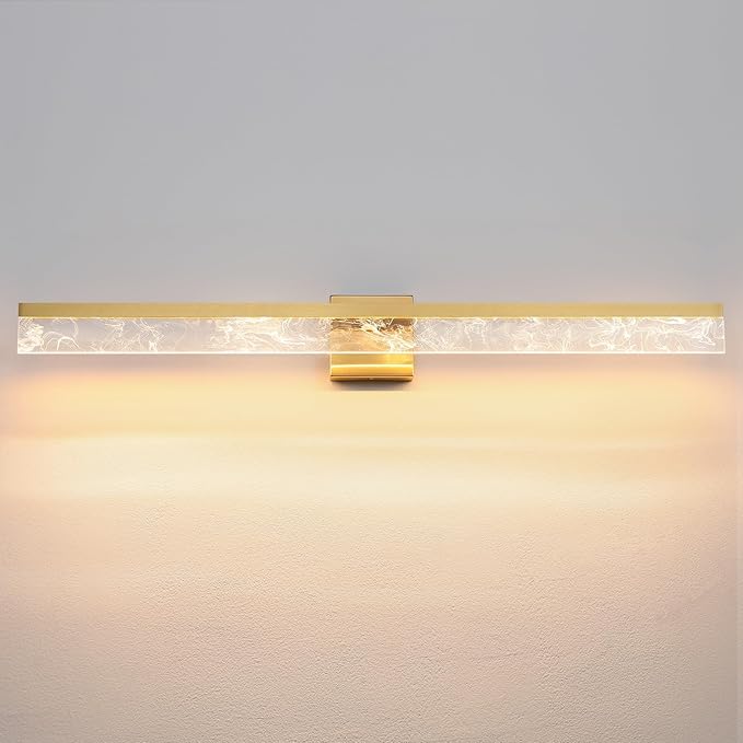 39-Inch Brushed Gold Vanity Light Fixture, 28W Dimmable LED Modern Light Bar for Bathroom Mirror, Restroom, Bedroom (3000K)
