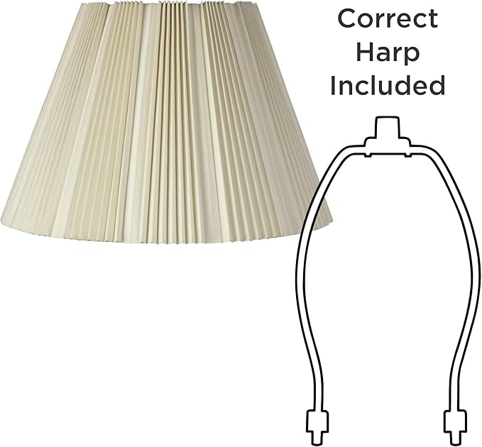Extra Large Eggshell Pleated Lamp Shade 10" Top x 19" Bottom x 12 1/4" High (Spider) Replacement with Harp and Finial