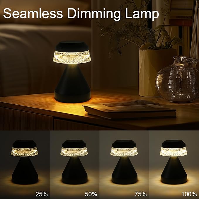 Rechargeable Cordless Table Lamp, Battery Operated Table Light | 3 Color | Stepless Dimming, for Bedroom, Cafe, Camping, Bar, Dining Table, Restaurant (2 Pack)