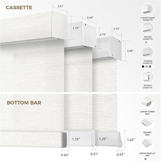 HeyBlinds Motorized Roller Shades, Smart Blinds for Windows, Remote Automatic Window Shades, Electric Shades, Light Filtering, Compatible with Alexa Google Apple Home (Light Chaser-Cream LF)