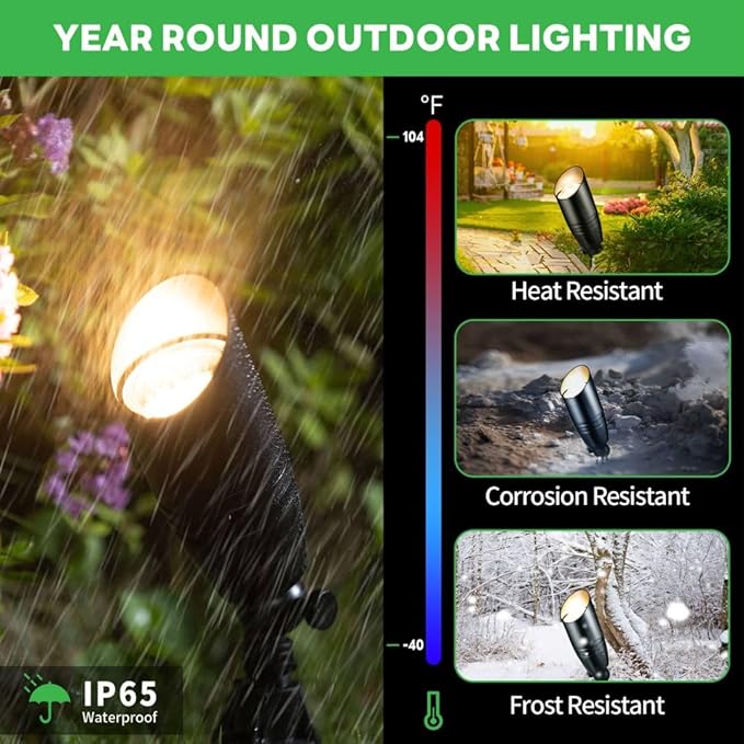 Landscape Spotlights, Black Low Voltage LED Outdoor Lighting, IP65 Waterproof Aluminum uplight for Yard House Porch with 5W MR16 Bulb 2700K 12 Pack