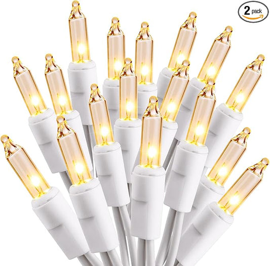 PhilzOps Christmas String Lights, 69.6ft 300Ct White Christmas Tree Lights Connectable, 120V UL Certified Incandescent Warm String Lights, White Wire Xmas Lights for Home Wedding Party, Warm White