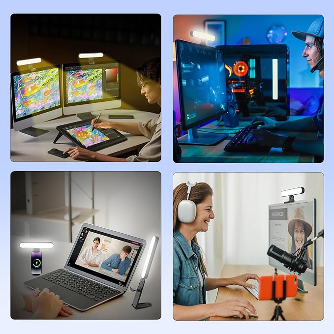 Takerers Video Conference Lighting, Webcam Light with Remote & Touch Control, 3 Color Temperature, 10 Level Brightness, Zoom Light for Computer, Video Calls, Live Streaming, Podcast, Studio (1-Pack)