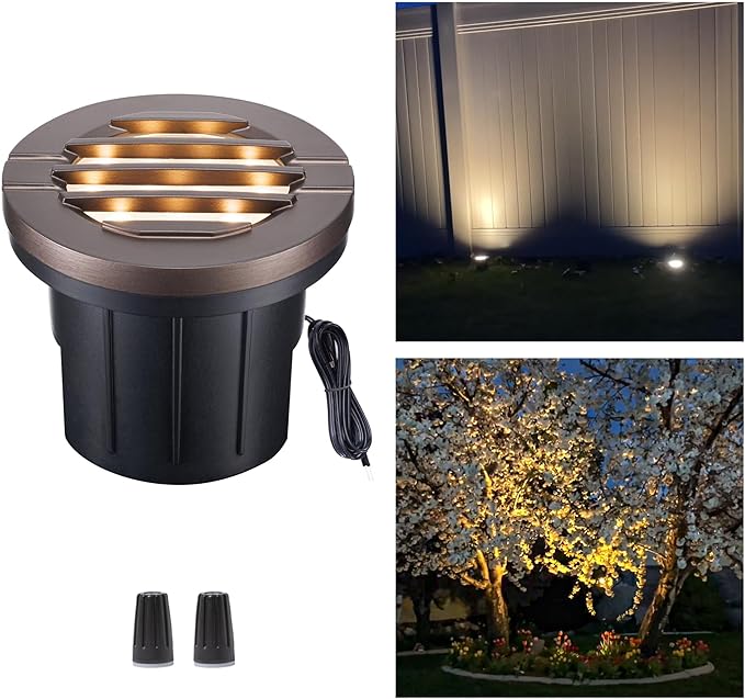 Landscape Well Lights, 4 Inch LED Low Voltage Ground Lights Outdoor, 12V IP67 Waterproof, Anti-Glare Wired Aluminum ORB for Path & Driveway, 6W Color Temp Random (3000K or 5CCT Upgrade)
