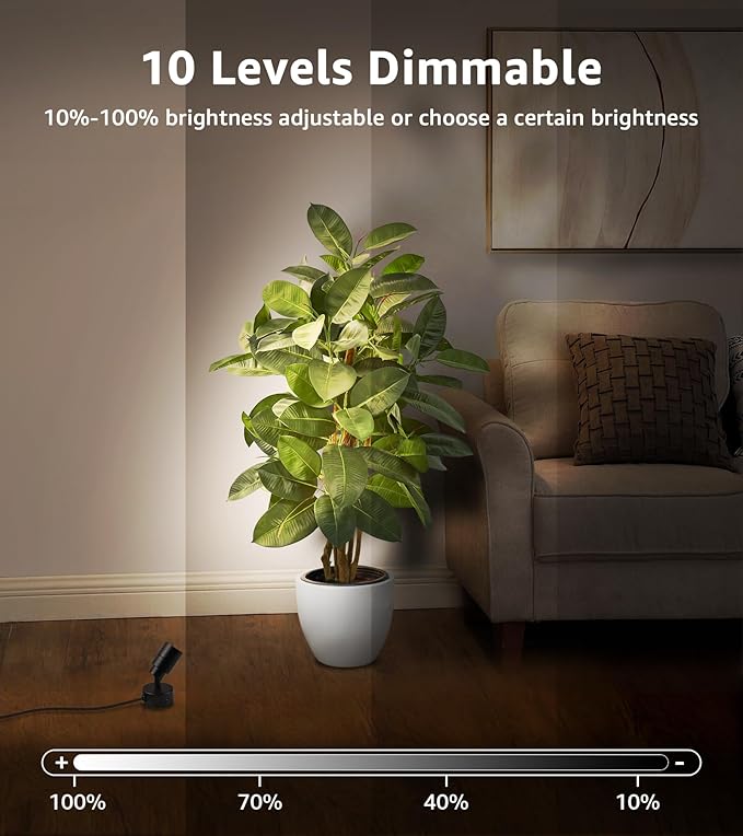 SUNVIE 2 Pack LED Dimmable Up Lights 3W Floor Spotlight with Timer and Remote 3000K/4000K/5000K Uplighting Spotlight 120V Uplights for Plants Artworks, 5.9 FT Plug Cord