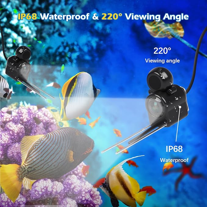 Underwater Fishing Camera 4.3 Inch,4K HD IPS Monitor Fish Finder 220° Wide Angle IP68 Waterproof Infrared Night Vision with 98ft Cable,5000mAh Fishing Camera Gift for Men,Ice Lake Boat River Fishing