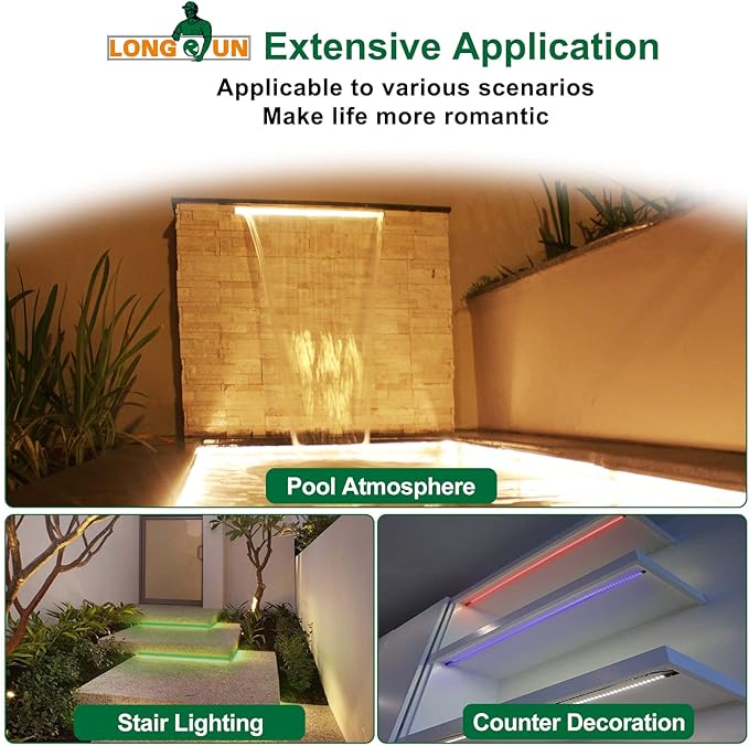 Longrun LED Strip Color Changing Garden Show Lights for Pond Spillway Waterfall, APP Control Waterproof Lighting Bar for Home Decoration Pool Fountain Landscape Lighting, Aquarium-22.36"