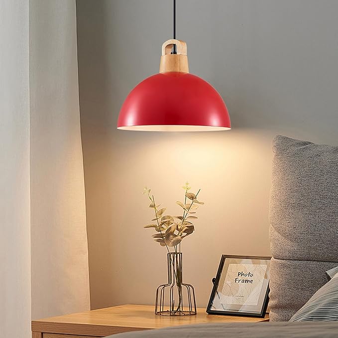 Red Pendant Light; 3 Packs 11.8inch Kitchen Pendant Lights; Farmhouse Pendant Light; Pendant Lights Kitchen Island for Bedroom; Office; Living Room