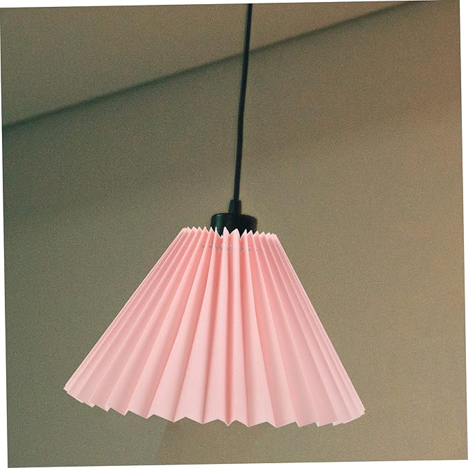 Pleated Pink Lampshade Cover for Table Lamp Decorative Light Accessory Replacement Shade for Bedside Lamps Easy to Install 12-inch Diameter