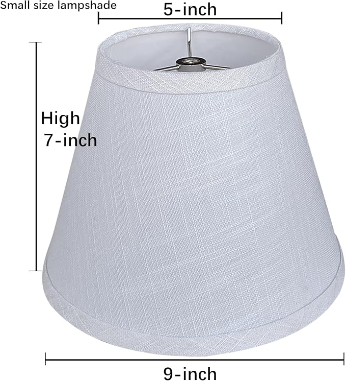 TOOTOO STAR Small Lamp Shades Set of 2, 5x9x7 Inch White Small Lamp Shade for Table Lamps Replacement, Handmade Linen Spider Mount