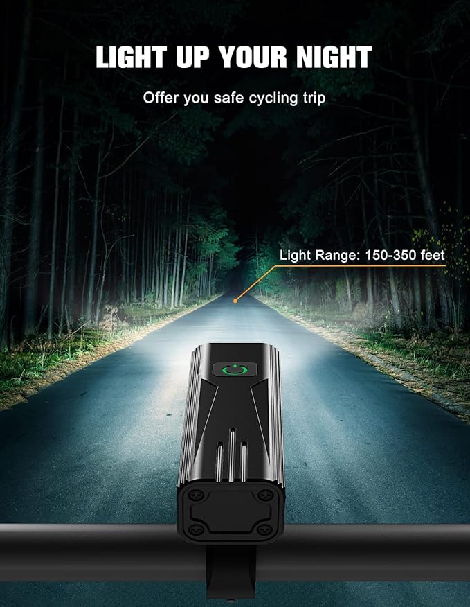 Bike Lights, 1200 Lumen USB Rechargeable LED Bike Light Set, Super Bright Bicycle Lights Front & Back Tail Light, Aluminum Alloy Cycling Bike Flashlight Torch, 5 Light Modes, IPX5 Waterproof